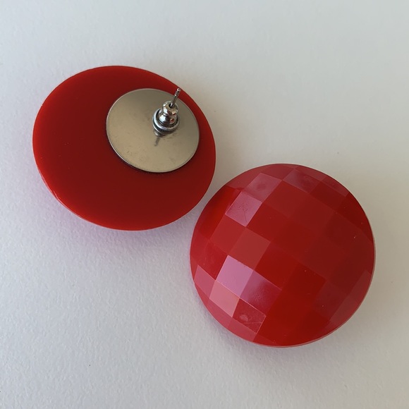 Large Red Earrings- Vintage - Picture 3 of 5